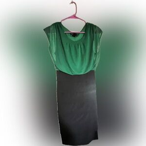 Green and Black Sleeveless Dress
